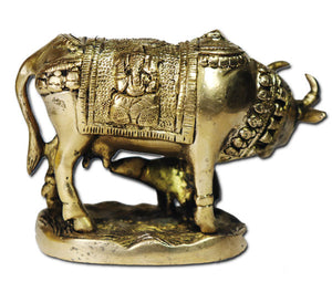 Cow with her Calf brass idol - Rudradhyay