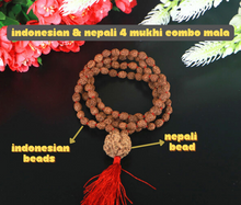 Load image into Gallery viewer, 4 Mukhi Rudraksha Mala with 4 Mukhi Nepali Meru