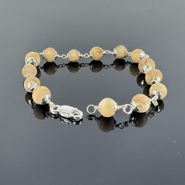 Clean Bead Tulsi Bracelet - Silver Capping
