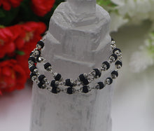 Load image into Gallery viewer, Black Bead Tulsi Mala - Pure Silver(90% silver content)
