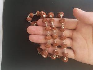 54+1 beads 9 Mukhi Rudraksha Mala with Silver capping - Rudradhyay