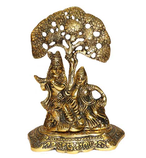 Krishna & Radha Idol - Krishna & Radha Brass Idol - Showpiece - Rudradhyay