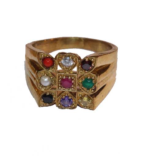Amrapali Women's 22K Yellow Gold & Navratna Stone Cocktail Ring - Size...  (153,280 INR) ❤ liked on Po… | Gold rings fashion, Gold jewelry fashion,  Gold ring designs