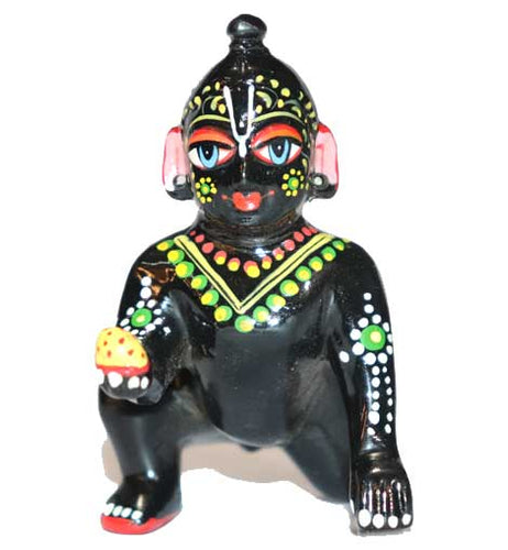 Laddu gopal (krishna) hand painted brass idol - Home Decorative Showpiece - Rudradhyay