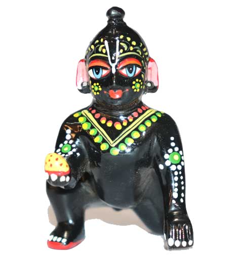 Laddu gopal (krishna) hand painted brass idol - Home Decorative Showpiece - Rudradhyay