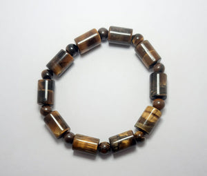 Cylindrical & Spherical Shaped Tiger Stone Bracelet - Rudradhyay