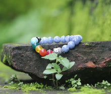 Load image into Gallery viewer, Blue Stone Agata with 7 Chakra Bracelet