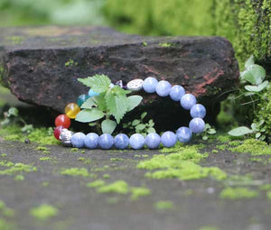Blue Stone Agata with 7 Chakra Bracelet