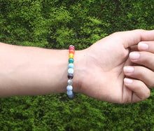 Load image into Gallery viewer, Blue Stone Agata with 7 Chakra Bracelet