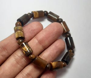 Cylindrical & Spherical Shaped Tiger Stone Bracelet - Rudradhyay