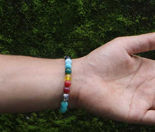 Load image into Gallery viewer, 7 Chakra Amazonite stone bracelet