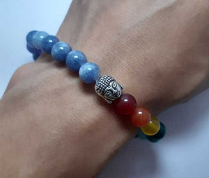 Blue Stone Agata with 7 Chakra Bracelet - Rudradhyay
