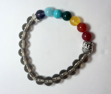Load image into Gallery viewer, Smoky Quartz 7 Chakra Bracelet - Rudradhyay