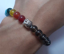 Load image into Gallery viewer, Smoky Quartz 7 Chakra Bracelet - Rudradhyay