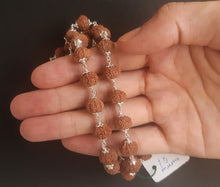 Load image into Gallery viewer, 54+1 beads 7 mukhi rudraksha mala with Silver capping - Rudradhyay
