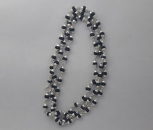 Load image into Gallery viewer, 54+1 black Bead Tulsi mala with Silver capping - Rudradhyay