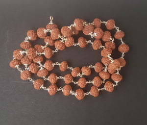 54+1 beads 8 Mukhi Rudraksha Mala with Silver capping - Rudradhyay