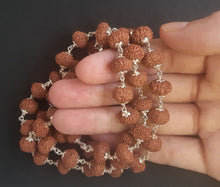 Load image into Gallery viewer, 54+1 beads 8 Mukhi Rudraksha Mala with Silver capping - Rudradhyay