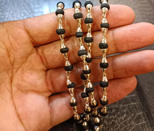54+1 black Bead Tulsi mala with Silver capping - Rudradhyay