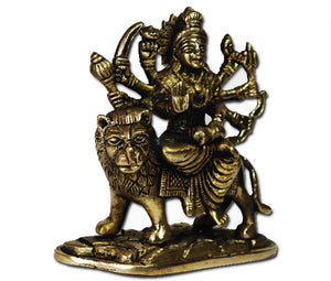 Goddess Durga pure antique brass idol - Rudradhyay