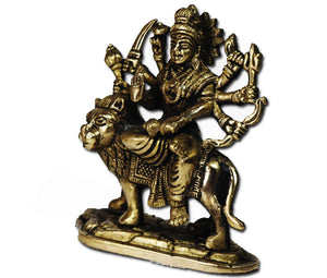 Goddess Durga pure antique brass idol - Rudradhyay