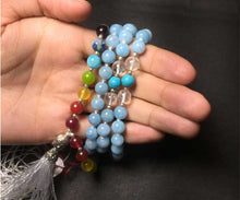 Load image into Gallery viewer, Sky blue stone 7 chakra mala - Rudradhyay