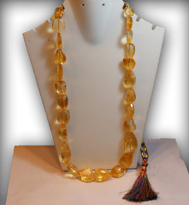 348ct 100% pure yellow topaz mala or necklace - Rudradhyay