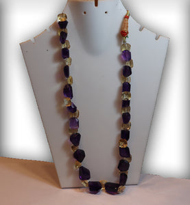 302.60ct 100% pure  topaz and Amethyst mala or necklace - Rudradhyay