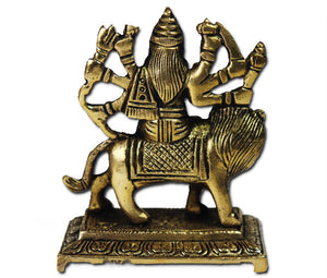 Maa Durga sitting on lion brass idol - Rudradhyay