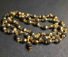 Load image into Gallery viewer, 54+1 beads Rudraksha mala with metallic capping - Rudradhyay