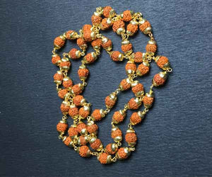 54+1 Beads Rudraksha mala with metallic capping - Rudradhyay