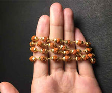 Load image into Gallery viewer, 54+1 Beads Rudraksha mala with metallic capping - Rudradhyay