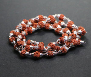 5 face rudraksha mala 54 beads with silver cap - Rudradhyay