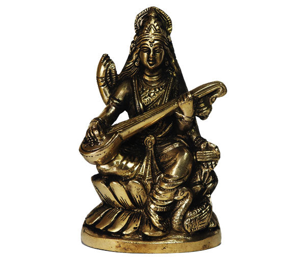 Maa Saraswati pure antique brass idol - Rudradhyay
