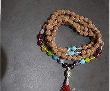 Load image into Gallery viewer, 7 chakra rudraksha mala with 108+1 beads - Rudradhyay