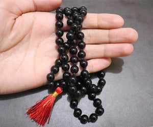 Black stone mala 108+1 beads - Rudradhyay