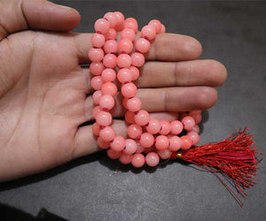 Pink stone mala with 108+1 beads - Rudradhyay