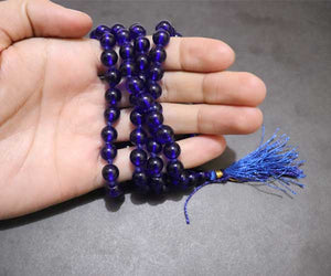 Blue stone mala with 108+1 beads - Rudradhyay