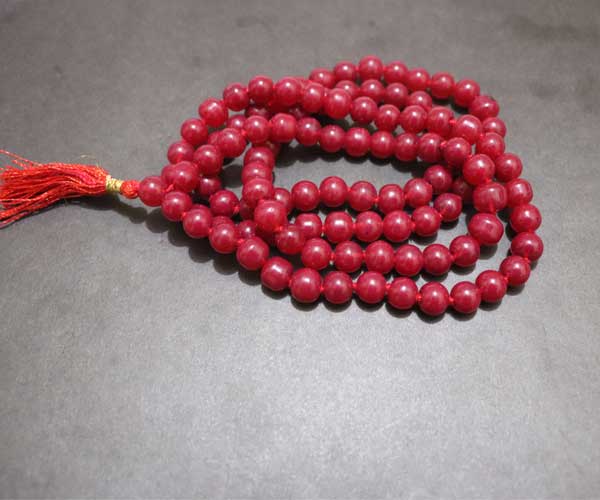 Cherry red stone mala with 108+1 beads - Rudradhyay