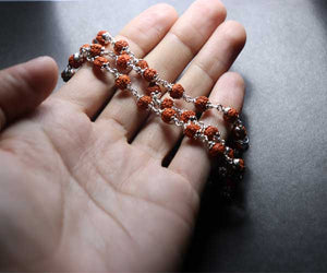 5 mukhi rudraksha mala 54 beads with silver cap - Rudradhyay